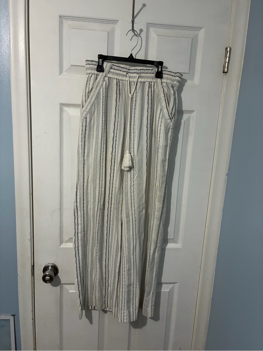 Rewind Cream Striped Drawstring Wide-Leg Joggers